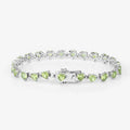 Heart Green Peridot & Diamond Prong Silver Box Clasp Tennis Bracelet by Fine Color Jewels