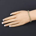 Heart Green Peridot & Diamond Prong Silver Box Clasp Tennis Bracelet by Fine Color Jewels