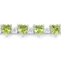 Heart Green Peridot & Diamond Prong Silver Box Clasp Tennis Bracelet by Fine Color Jewels