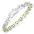Heart Green Peridot & Diamond Prong Silver Box Clasp Tennis Bracelet by Fine Color Jewels