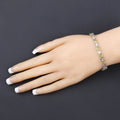 Heart Green Peridot & Diamond Prong Silver Tennis Bracelet by Fine Color Jewels