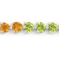Heart Multi Birthstone Prong Silver Box Clasp Tennis Bracelet by Fine Color Jewels