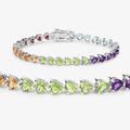 Heart Multi Birthstone Prong Silver Box Clasp Tennis Bracelet by Fine Color Jewels