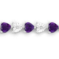 Heart Purple Amethyst & Diamond Prong Silver Tennis Bracelet by Fine Color Jewels