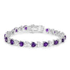 Heart Purple Amethyst & Diamond Prong Silver Tennis Bracelet