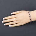 Heart Purple Amethyst & Diamond Prong Silver Tennis Bracelet by Fine Color Jewels