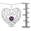 Heart Purple Amethyst Prong Silver Mom Charm Necklace by Fine Color Jewels