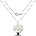 Heart Red Garnet Prong Silver Love Mom Charm Necklace by Fine Color Jewels