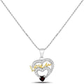 Heart Red Garnet Prong Silver Love Mom Charm Necklace by Fine Color Jewels