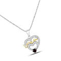 Heart Red Garnet Prong Silver Love Mom Charm Necklace by Fine Color Jewels