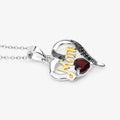Heart Red Garnet Prong Silver Mom Heart Pendant Necklace by Fine Color Jewels