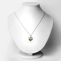 Heart Red Garnet Prong Silver Mom Heart Pendant Necklace by Fine Color Jewels