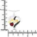 Heart Red Garnet Prong Silver Mom Heart Pendant Necklace by Fine Color Jewels