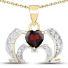 Heart Red Garnet Prong Silver Pendant Necklace