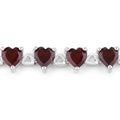 Heart Red Garnet Prong Sterling Silver Box Clasp Tennis Bracelet by Fine Color Jewels