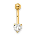 Heart Shaped 14k yellow gold belly ring by Fine Color Jewels