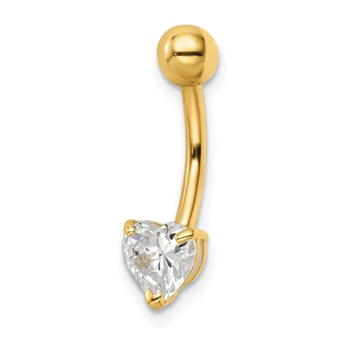 Heart Shaped 14k yellow gold belly ring by Fine Color Jewels