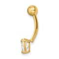 Heart Shaped 14k yellow gold belly ring by Fine Color Jewels