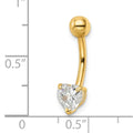 Heart Shaped 14k yellow gold belly ring by Fine Color Jewels