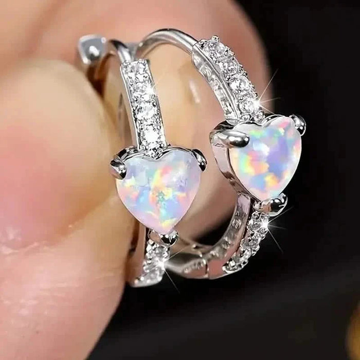Heart-shaped Synthetic Zirconia Hoop Earrings by DailySale