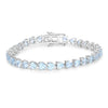 Heart Sky Blue Topaz Prong Silver Tennis Bracelet