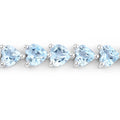 Heart Sky Blue Topaz Prong Silver Tennis Bracelet by Fine Color Jewels