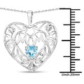 Heart Swiss Blue Topaz Prong Silver Mom Pendant Necklace by Fine Color Jewels
