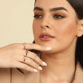 Heart White Moissanite Prong Rose Gold Plated Silver Solitaire Ring by Fine Color Jewels