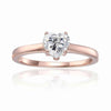 Heart White Moissanite Prong Rose Gold Plated Silver Solitaire Ring