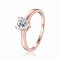 Heart White Moissanite Prong Rose Gold Plated Silver Solitaire Ring by Fine Color Jewels