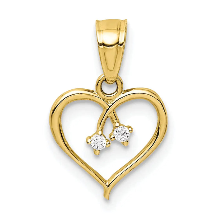 Heart with Cubic Zirconia Gold Pendant by Fine Color Jewels