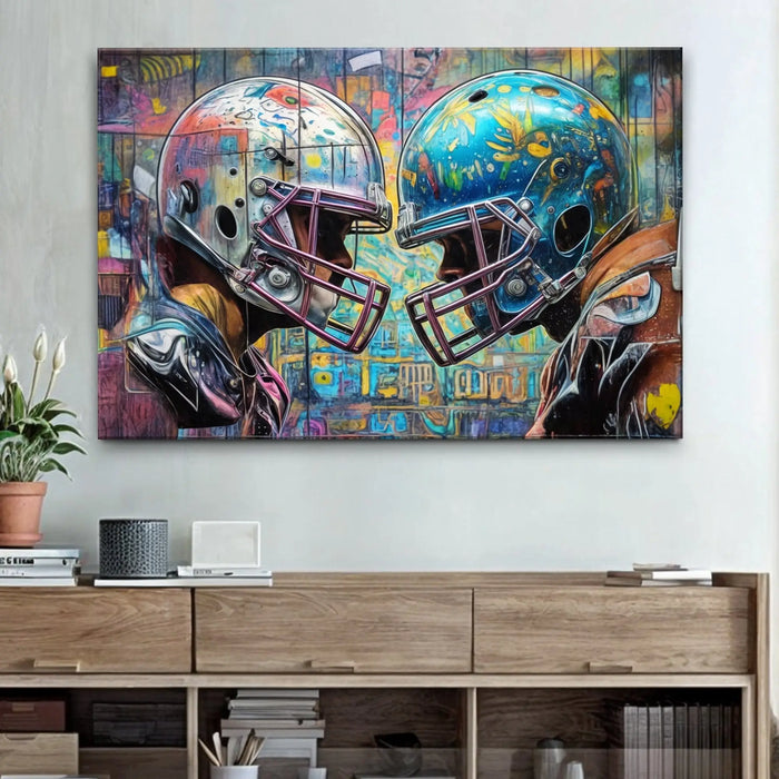 Helmet Clash - Sport Wall Art by Tailored Canvases