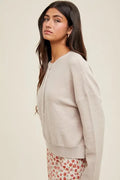 Henley Button-up Sweater: Shell by Boutique 23