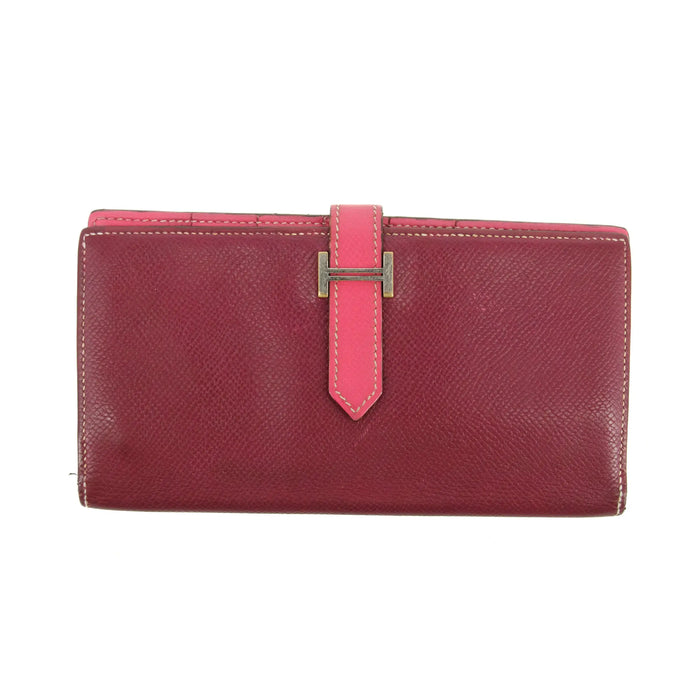 Hermes Burgundy Leather Bearn Soufflet Wallet #3397 by Bolt Boutique