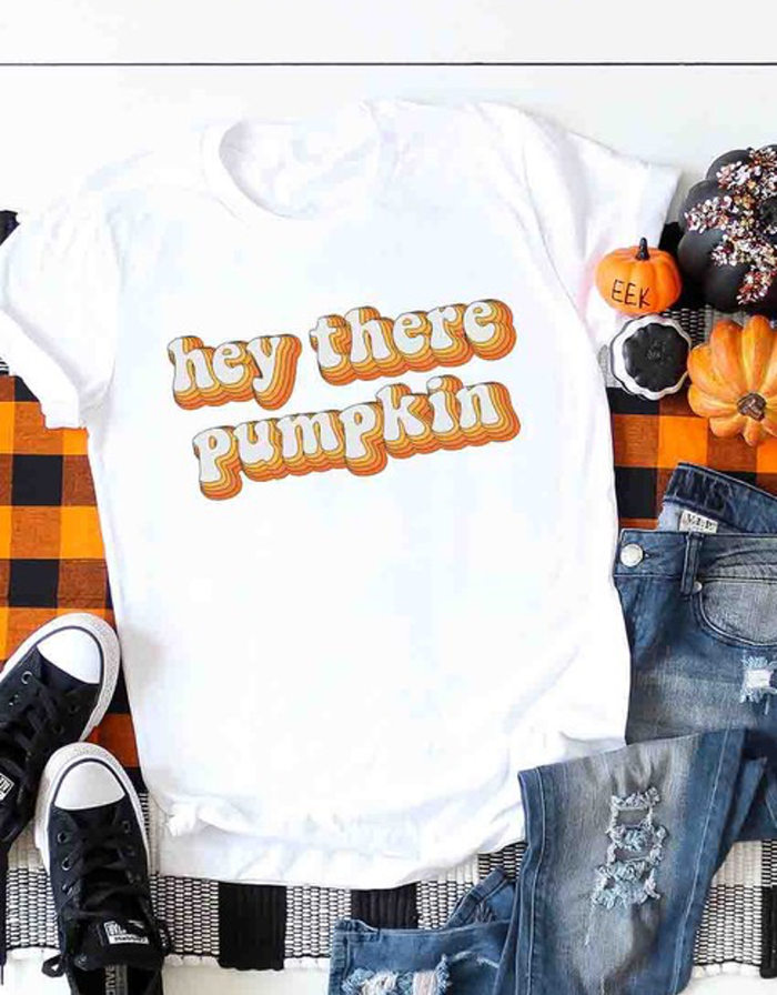 Hey There Pumpkin Tee - White by Boutique 23