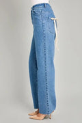 High Waist Straight Leg Bow Detail Denim by Boutique 23