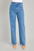 High Waist Straight Leg Bow Detail Denim by Boutique 23