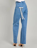 High Waist Straight Leg Bow Detail Denim by Boutique 23