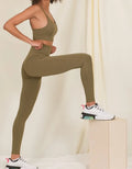 High Waisted Full Lenght Leggings - Dark Olive by Boutique 23