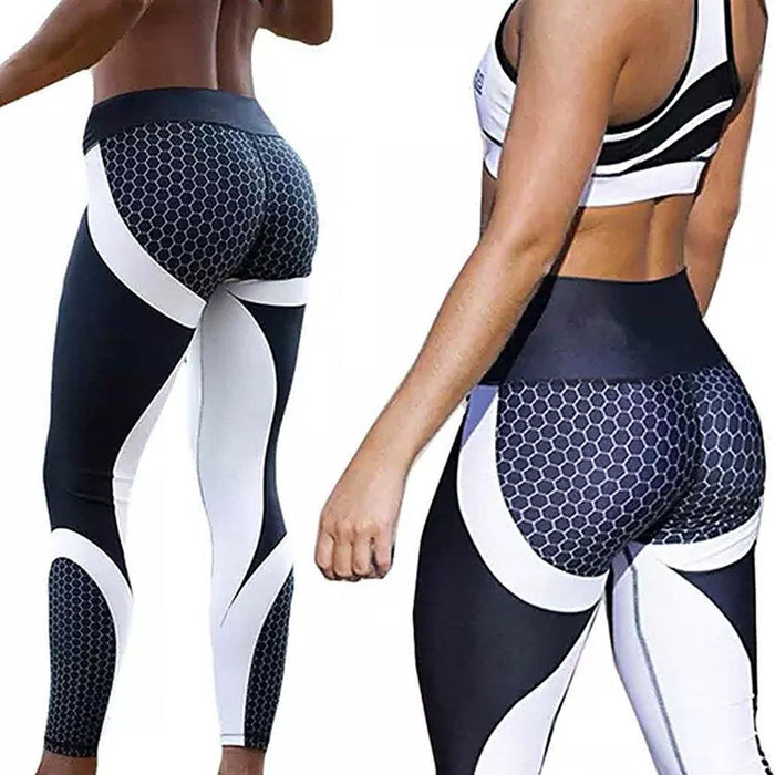 High-Waisted Honeycomb Design Ruched Workouts Fitness Yoga Gym Leggings Pants by DailySale