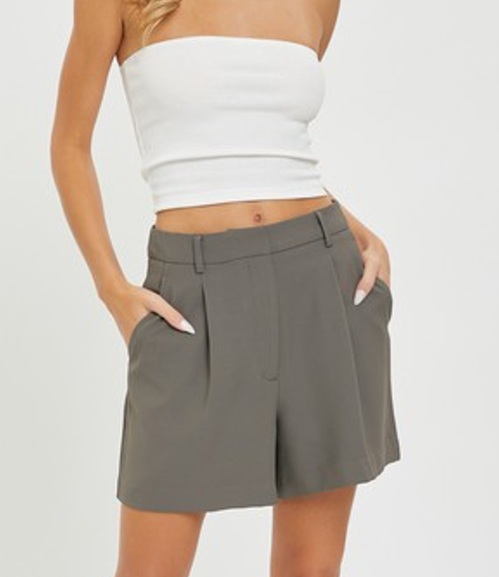 High Waisted Shorts - Dark Mink by Boutique 23