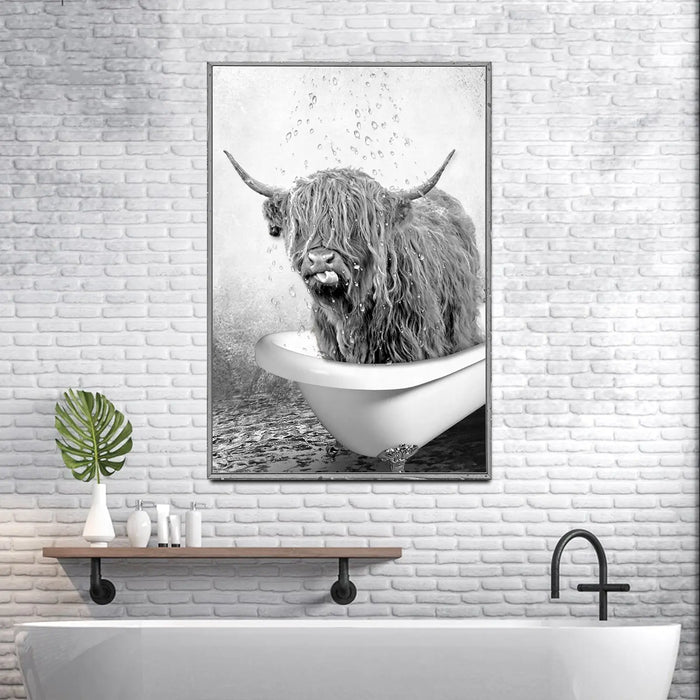 Highland Cattle Bath Canvas Wall Art by Tailored Canvases