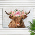 Highland Cow Floral Wreath Painting Canvas Wall Art by Tailored Canvases