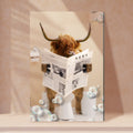 Highland Cow Reading Newspaper Canvas Wall Art by Tailored Canvases