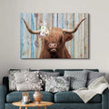 Highland Cow Rustic Painting Canvas Wall Art by Tailored Canvases