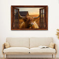 Highland Cow Window View Canvas Wall Art by Tailored Canvases