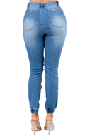 Denim High Waisted Distressed Joggers by The House of Stylez