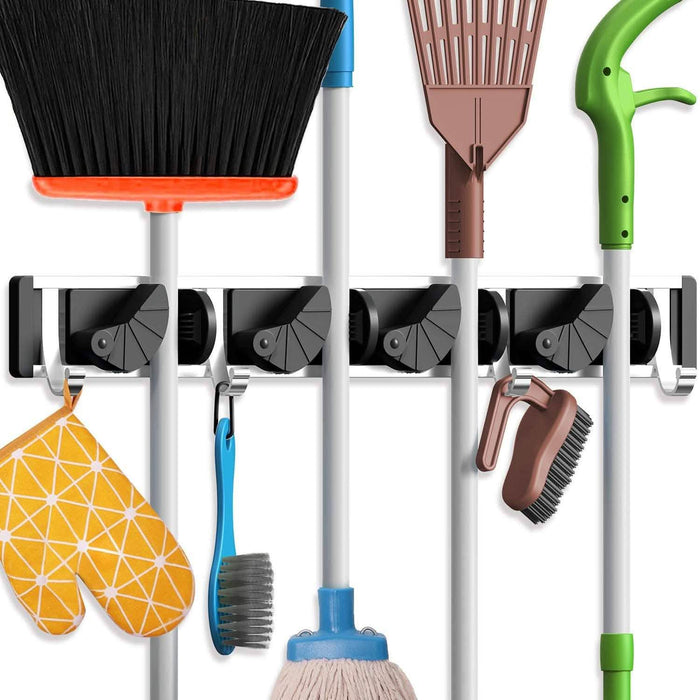 Holikme Mop Broom Holder Wall Mount Metal Pantry Organization by DailySale