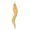 Hollow 3-D Italian Horn Pendant 14k Yellow Gold by Fine Color Jewels