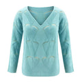 Hollow Out Design See Through V-Neck Long Sleeve Sweater by DailySale